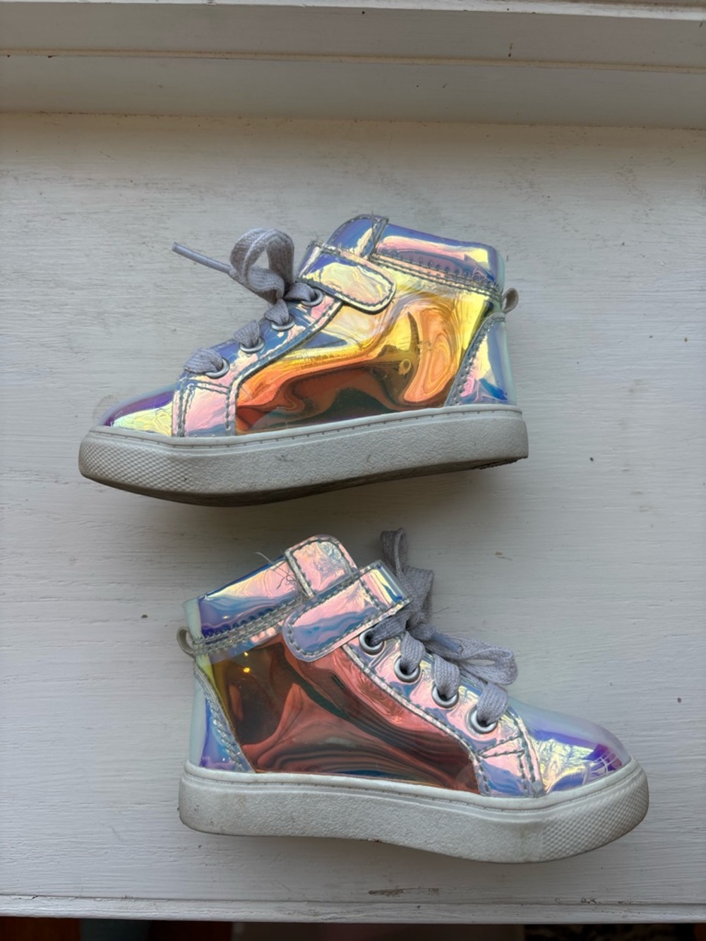 Wonder Nation shiny clear high top tennis shoes toddler girl size 7